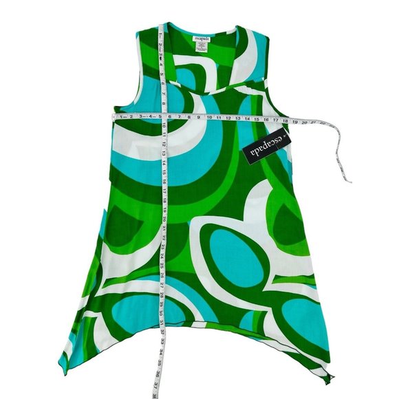 Escapada Asymmetrical Tunic Top Womens Size Small Sleeveless Tank Groovy Green - Picture 8 of 10